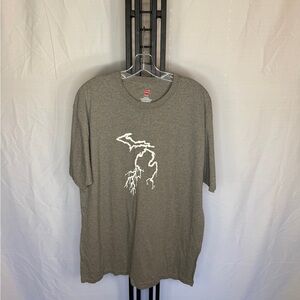 Hanes Men's Gray T-Shirt with White Michigan‎ Graphic